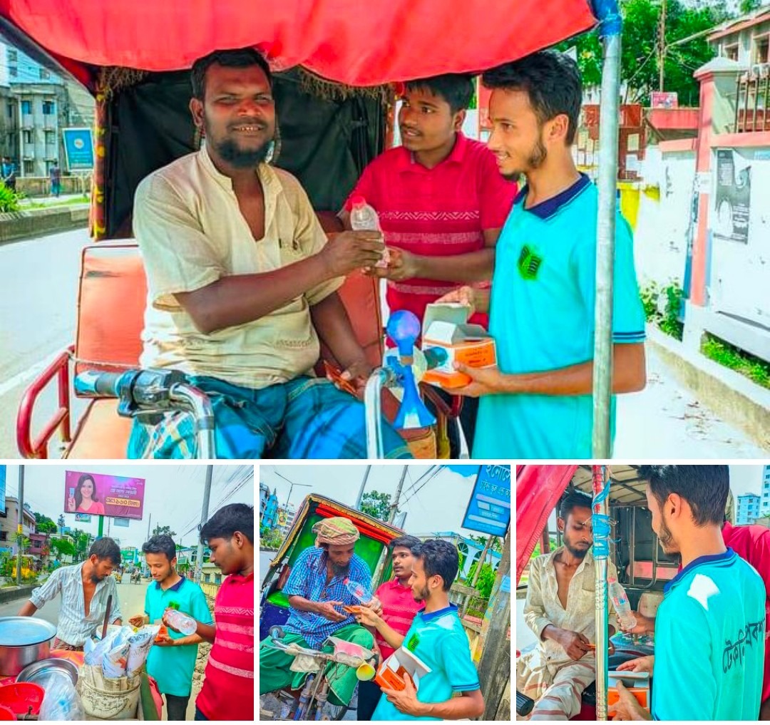 ছাত্রলীগ নেতা মোঃ সাইদুল আল ইউসুফ এর পানি-স্যালাইন বিতরণ
