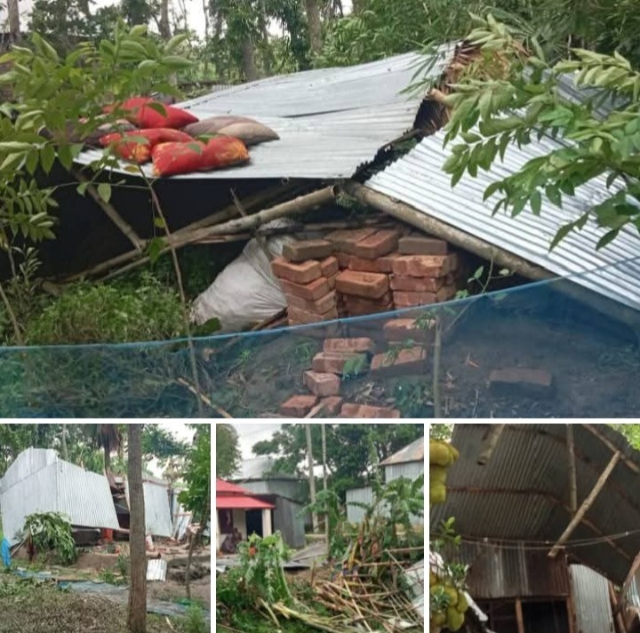ফরিদপুরের সালথায় ৫ মিনিটের ঝড়ো হাওয়ায় ৭ বসতঘর বিধ্বস্ত